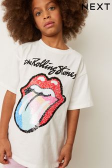 Ecru Rainbow Sequin Rolling Stones Oversized T-Shirt (3-16yrs) (C76906) | €8.50 - €12