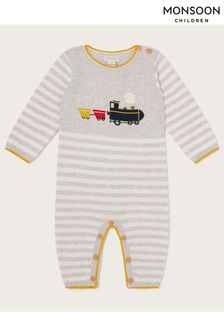 Monsunowy szary noworodek Timmy Train Śpiwór ze zrównoważonej bawełny (C76969) | 156 zł