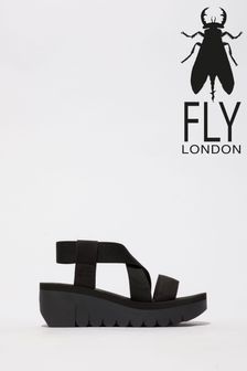 Fly London Black Yabi Wedge Sandals (C76991) | 108 €