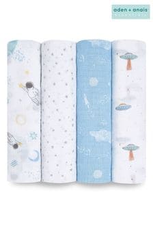 aden + anais space explorers Essentials Cotton Muslin Blankets 4 Pack (C77206) | €48