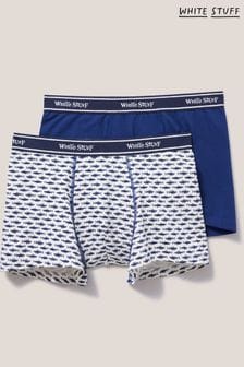 White Stuff Blue Plain And Print Boxers Two Pack