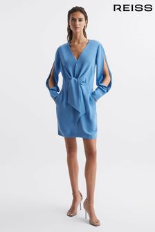 Reiss Blue Diana Tie-Front Dress (C77251) | kr3,609