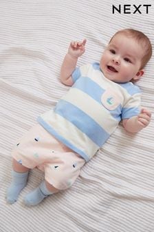 Blue/Pink Boat Baby T-Shirt And Shorts 2 Piece Set (C77341) | €11 - €14