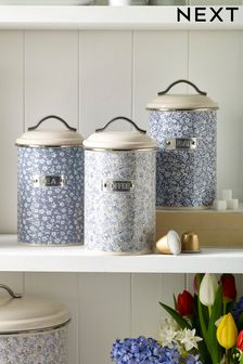 Set of 3 Blue Cordelia Floral Storage Tins (C77722) | EGP790