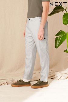 Svetlo siva - Kargo hlače iz mešanega lana (C77815) | €12