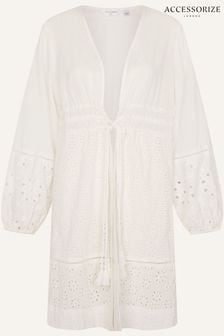 Accessorize White Broderie Tie Front Kimono (C77949) | €30 - €31