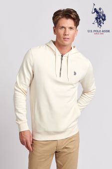 U.s. Polo Assn. Herren Marshmallow Kapuzensweatshirt mit kurzem Reißverschluss (C78156) | 87 €
