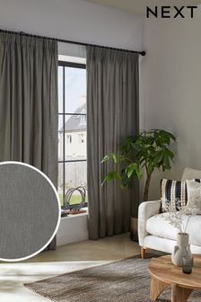 Charcoal Grey Cotton Lined Pencil Pleat Curtains (C78171) | $32 - $144