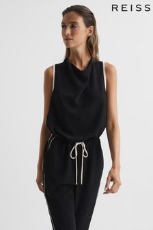 Reiss Black/White Tayla Petite Side Stripe Jumpsuit (C78176) | €287
