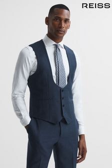 Reiss Navy Ease Sharkskin Horseshoe Slim Fit Waistcoat (C78183) | $226