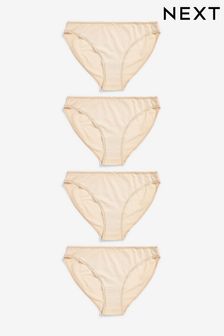 Nude High Leg Cotton Rich Knickers 4 Pack (C78278) | €13