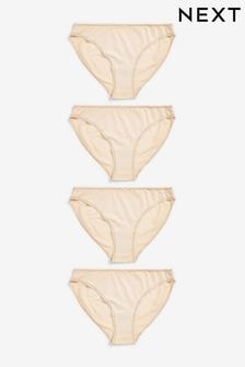 Nude High Leg Cotton Rich Knickers 4 Pack (C78278) | $14