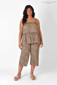 Live Unlimited Curve Brown Animal Print Pull on Cropped Trousers With Pockets (C78309) | €27