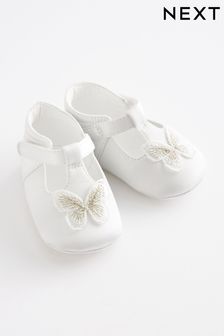 White Butterfly T-Bar Baby Shoes (0-18mths) (C78756) | AED52
