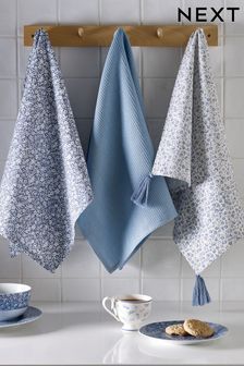 Set of 3 Blue Cordelia Tea Towels (C78793) | AED53