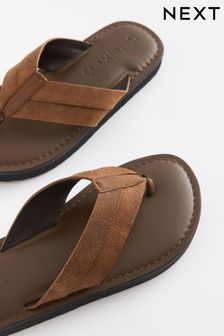 Tan Brown Leather Flip Flops (C78876) | €18 - €25