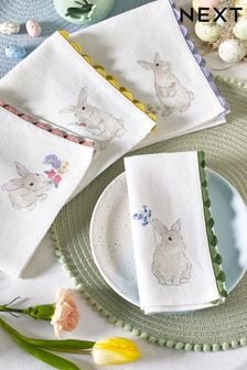 Set van 4 Josie servetten met konijnenprint (C78904) | €16