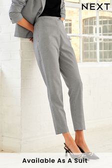 Black/White Check Tailored High Waisted Slim Leg Trousers (C78959) | €19