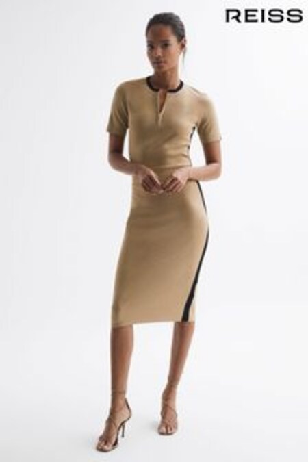 Reiss Camel Rosie Knitted Bodycon Midi Dress (C79020) | 253 €
