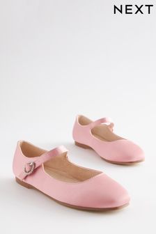 Pink Satin (Stain Resistant) Standard Fit (F) Square Toe Mary Jane Occasion Shoes (C79086) | €12 - €16