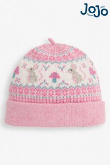 JoJo Maman Bébé Baby Pink Mouse Fair Isle Hat (C79243) | $22