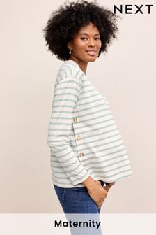 Sage Green Striped Maternity Nursing T-Shirt (C79333) | €15