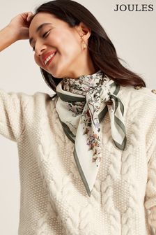 Joules Middleton Cream Printed Square Scarf (C79349) | LEI 149