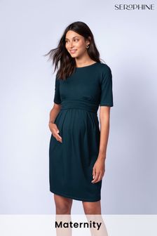 Seraphine綠色哺乳打褶裝飾連衣裙 (C79428) | NT$2,570