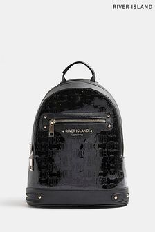 River Island Black Monogram Backpack (C79509) | $64