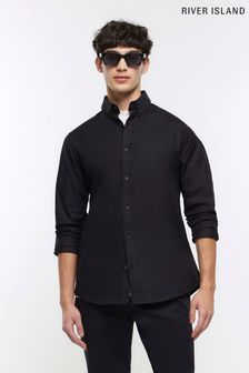 River Island Black Long Sleeve Stretch Oxford Shirt (C79599) | 36 €