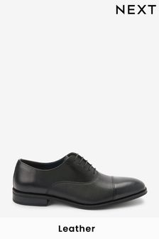 Black Leather Oxford Toe Cap Shoes (C79618) | €48