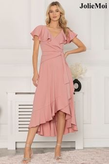 Jolie Moi Pink Alleigh Frill Maxi Dress (C79772) | €44