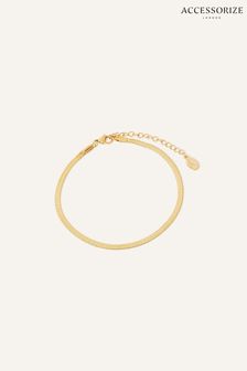 Accessorize Gold Tone Stainless Steel Snake Chain Anklet (C79773) | kr370