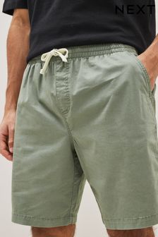 Kaki zelena - Raztegljive kratke hlače z vrvico v pasu (C79807) | €17