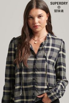 Superdry Vintage Ruffle Trim Long Sleeve Checked Blouse (C80020) | 107 zł