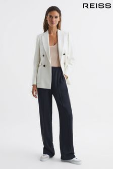 Reiss Navy Odell Wide Leg Pull On Trousers (C80228) | OMR104