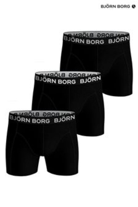 Bjorn Borg Black Cotton Stretch Boxers 3 Pack (C80362) | $66