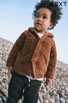 Chocolate Brown Borg Hooded Shacket (3mths-7yrs) (C80374) | ₪ 71 - ₪ 80