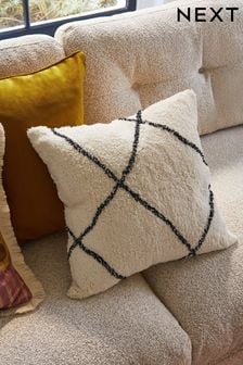Natural Minimal Geometric 50 x 50cm Berber Cushion (C80488) | €25