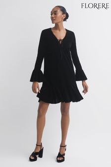 Florere Velvet V-Neck Mini Dress (C80673) | $233