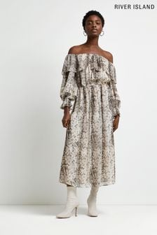 River Island Grey Bardot Midi Dress (C80737) | 31 €