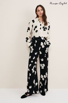 Phase Eight Rae Floral Wide Leg Black Trousers (C80756) | €53