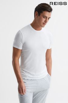 Weiß - Reiss Aspen T-Shirt aus merzerisiertem Baumwolljersey mit Rundhalsausschnitt (C80791) | 75 €