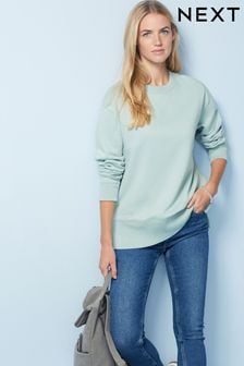 Mint Green Essentials Longline Cotton Sweatshirt (C80902) | CA$54
