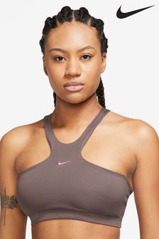 Nike Brown Dri-FIT Indy Light-Support Padded High-Neck Sports Bra (C80904) | €25