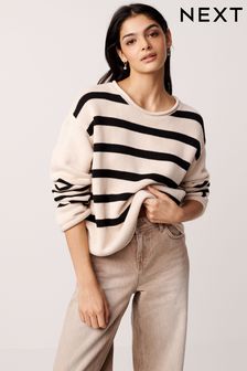 Neutral Brown 100% Cotton Stripe Jumper (C80920) | 153 QAR