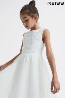 Reiss Ivory Kit Junior Lace Tulle Occasion Dress (C80975) | DKK797