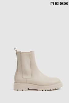 Reiss Soft Camel Thea Boots Leather Pull On Chelsea Boots (C81069) | ₪ 1,443