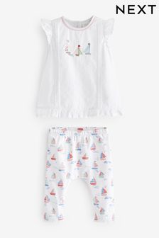 Pink/White Baby Woven T-Shirt And Leggings Set 2 Piece (C81188) | €9 - €10.50