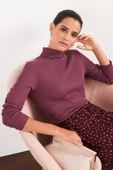 Berry Red Long Sleeve Ribbed Roll Neck Top (C81199) | €10
